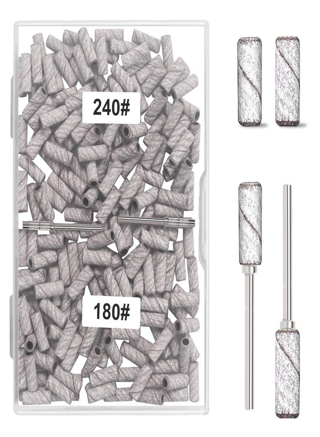 BLESWIN 200pcs #180#240 Grit Small Sanding Bands for Nail Drill with 2pcs 3/32’’ Upgrade Mandrels Bits, Mini Sanding Bands for Nail Drill for Manicure Nail Salon and Nail Enthusiasts Use – White - Image 1